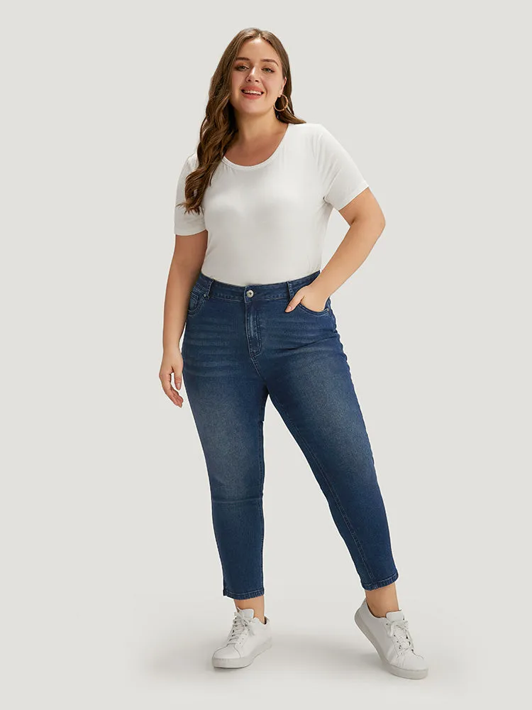 Plain Split Side Very Stretchy Zipper Fly Jeans sold by Bloomchic product image thumbnail 2