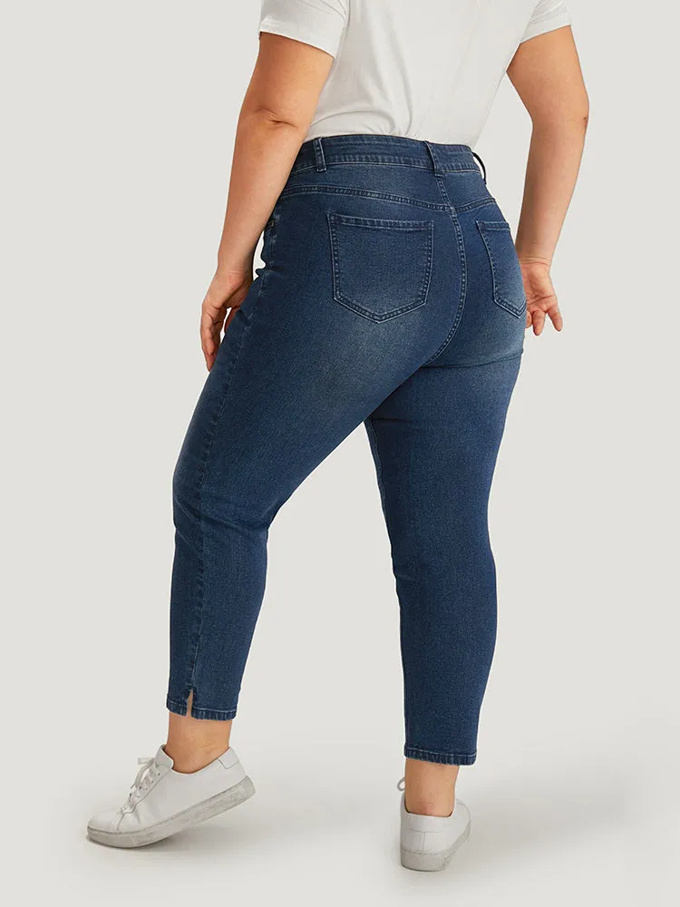 Plain Split Side Very Stretchy Zipper Fly Jeans sold by Bloomchic product image thumbnail 5