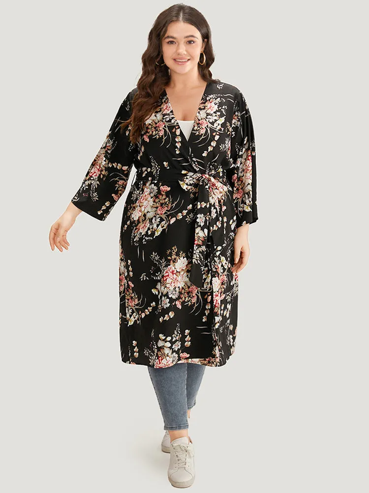Boho Print Belted Open Front Kimono sold by Bloomchic product image thumbnail 4