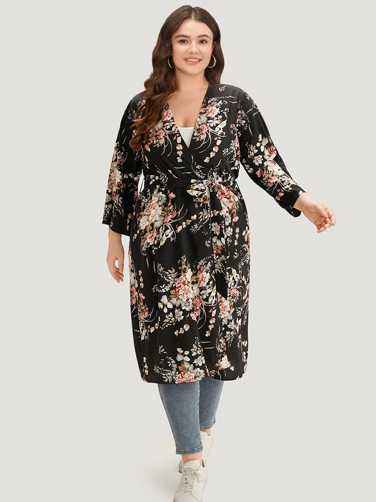 Boho Print Belted Open Front Kimono sold by Bloomchic product image thumbnail 5