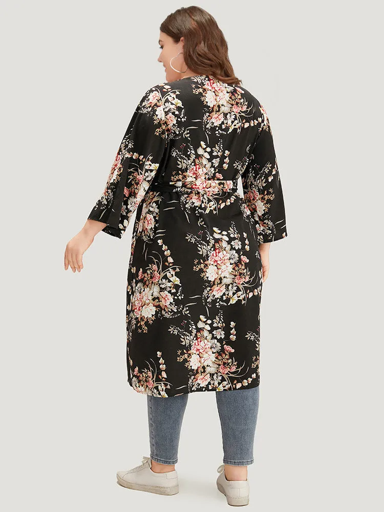 Boho Print Belted Open Front Kimono sold by Bloomchic product image thumbnail 2