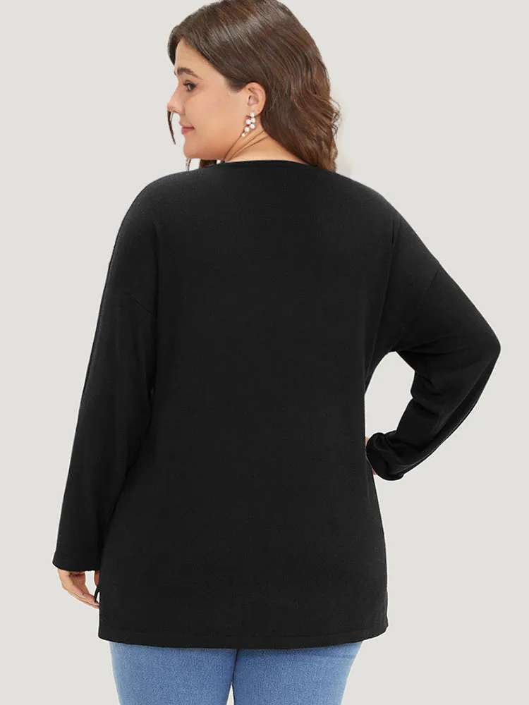 Supersoft Essentials Solid Split Side Patchwork Pullover sold by Bloomchic product image thumbnail 2