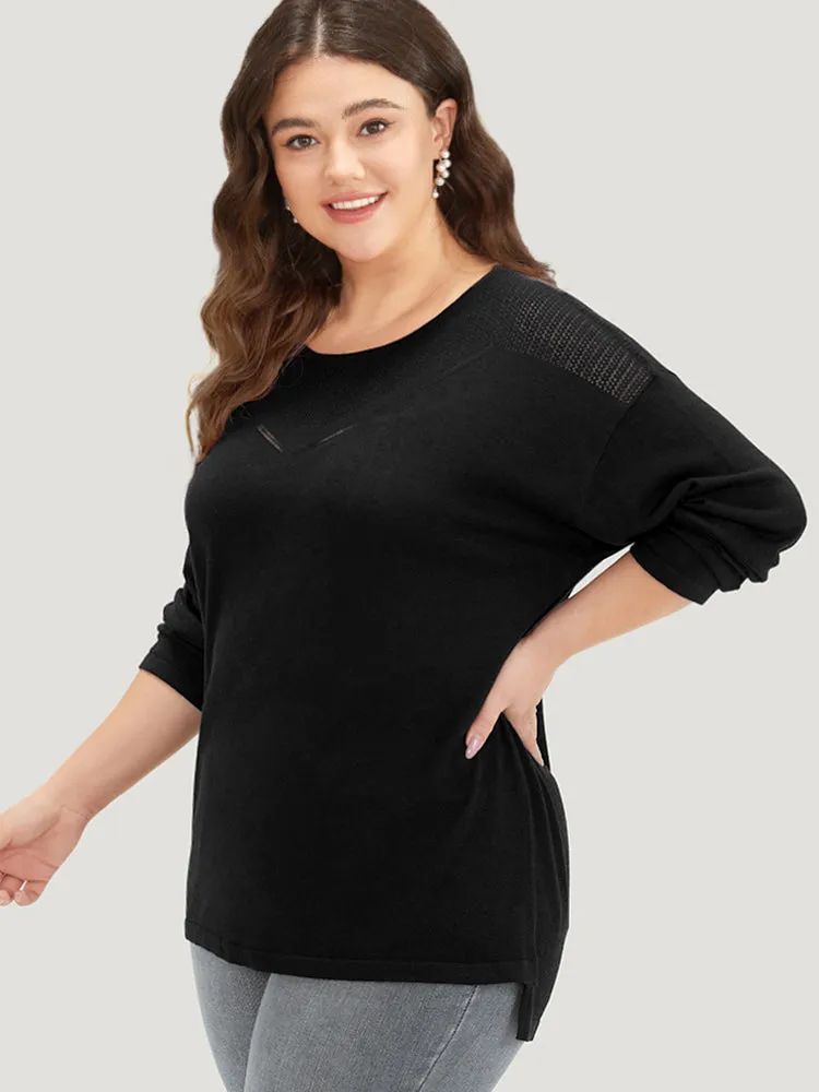 Supersoft Essentials Solid Split Side Patchwork Pullover sold by Bloomchic product image thumbnail 3