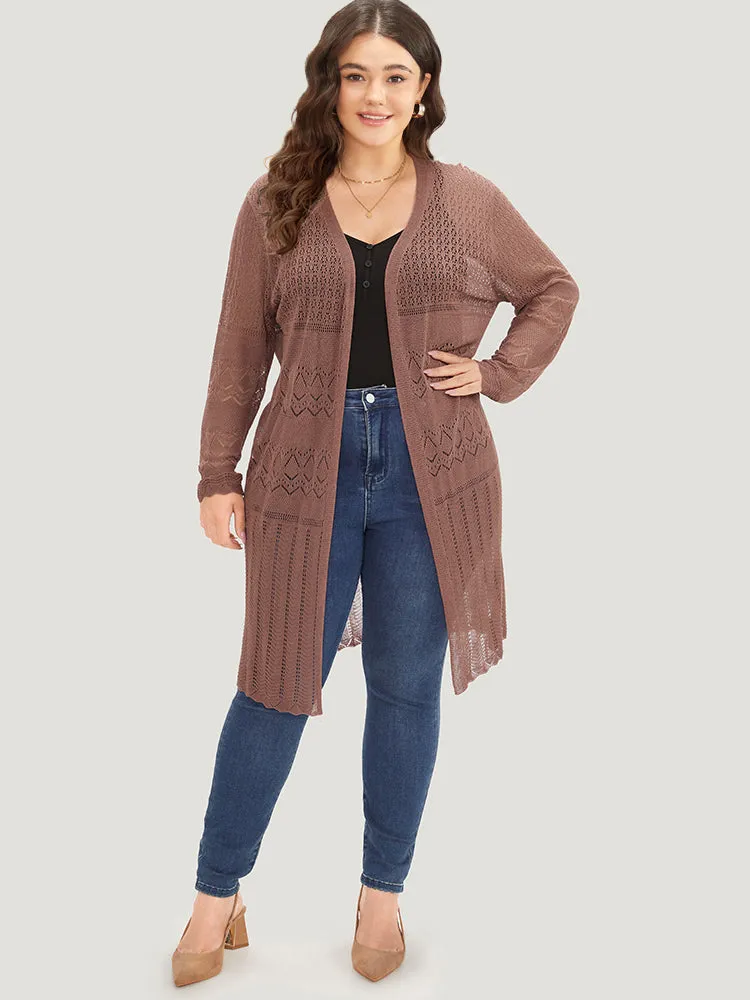 Geometric Eyelet Open Front Maxi Cardigan sold by Bloomchic product image thumbnail 5