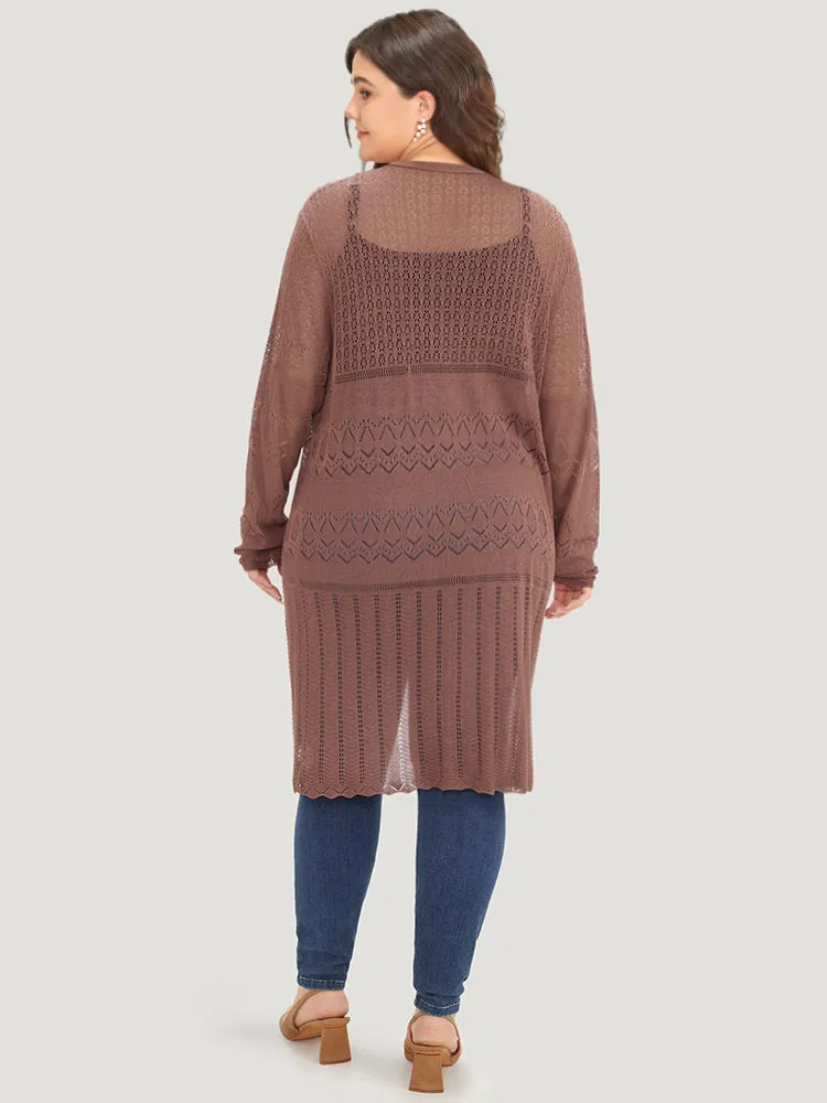 Geometric Eyelet Open Front Maxi Cardigan sold by Bloomchic product image thumbnail 2