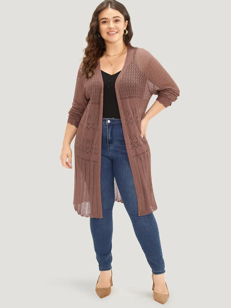 Geometric Eyelet Open Front Maxi Cardigan sold by Bloomchic product image thumbnail 3