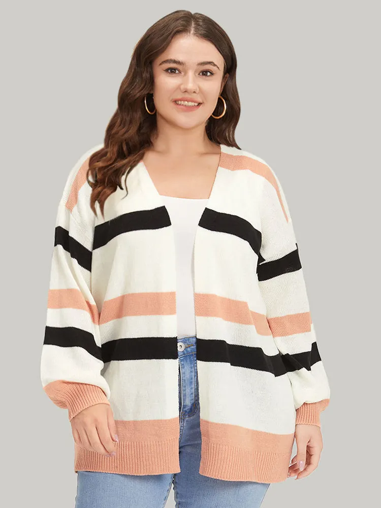 Colorblock Contrast Elastic Cuffs Open Front Cardigan sold by Bloomchic product image thumbnail 3