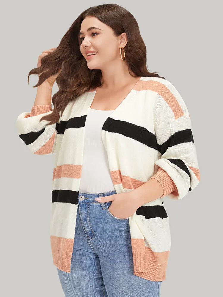 Colorblock Contrast Elastic Cuffs Open Front Cardigan sold by Bloomchic product image thumbnail 4