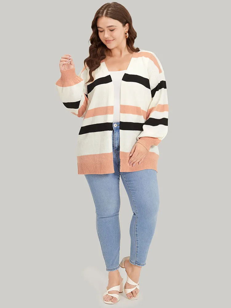 Colorblock Contrast Elastic Cuffs Open Front Cardigan sold by Bloomchic product image thumbnail 5