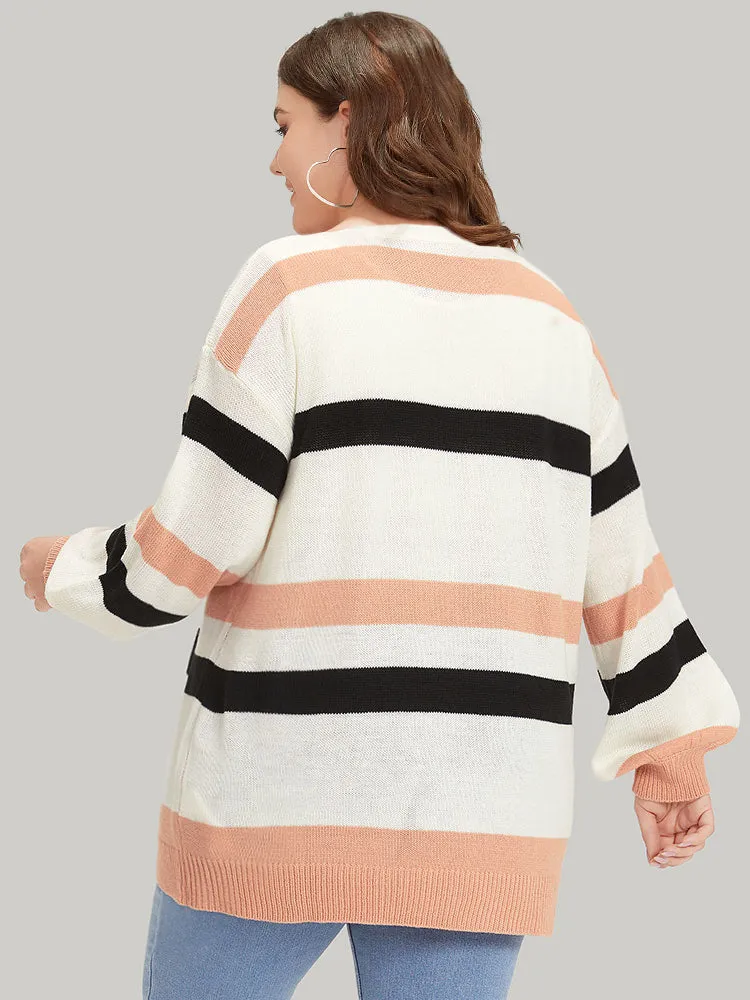Colorblock Contrast Elastic Cuffs Open Front Cardigan sold by Bloomchic product image thumbnail 2