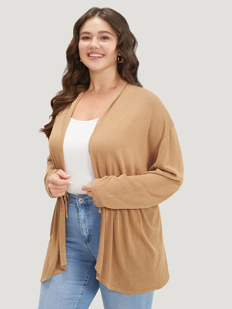 Plain Drawstring Bowknot Front Drop Shoulder Cardigan sold by Bloomchic product image thumbnail 4
