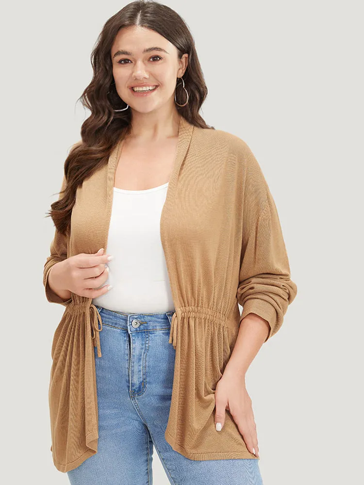 Plain Drawstring Bowknot Front Drop Shoulder Cardigan sold by Bloomchic product image thumbnail 3