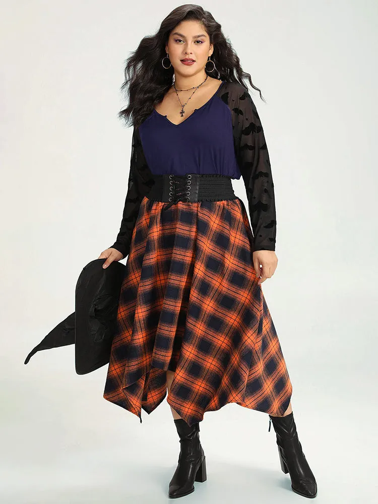 Halloween V Neck Patchwork Mesh T-shirt sold by Bloomchic product image thumbnail 5