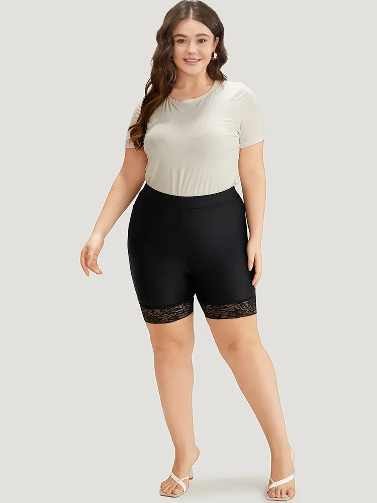 Plain Guipure Lace Elastic Waist Leggings sold by Bloomchic product image thumbnail 3