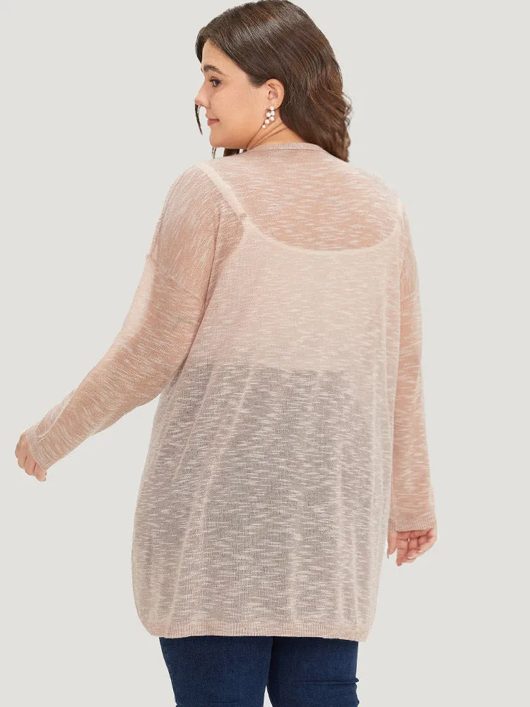 Anti-Pilling Plain Heather Mesh Open Front Cardigan sold by Bloomchic product image thumbnail 2