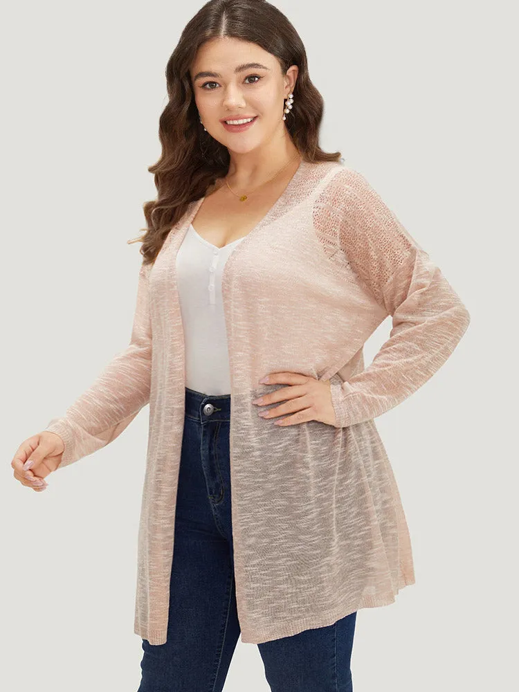 Anti-Pilling Plain Heather Mesh Open Front Cardigan sold by Bloomchic product image thumbnail 3