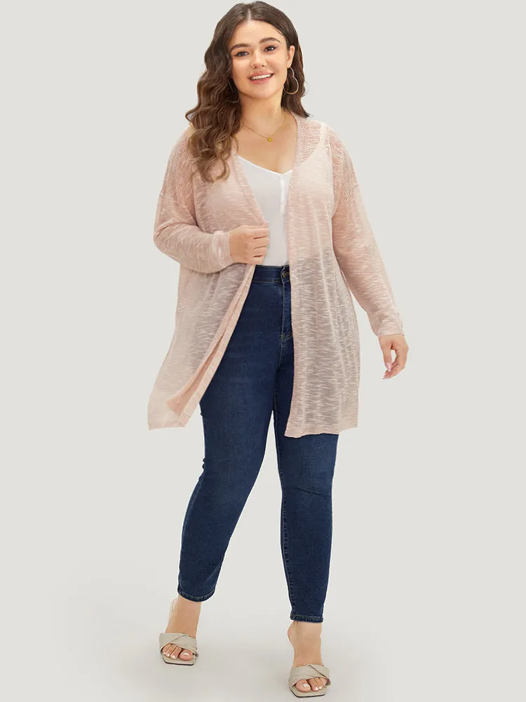 Anti-Pilling Plain Heather Mesh Open Front Cardigan sold by Bloomchic product image thumbnail 4