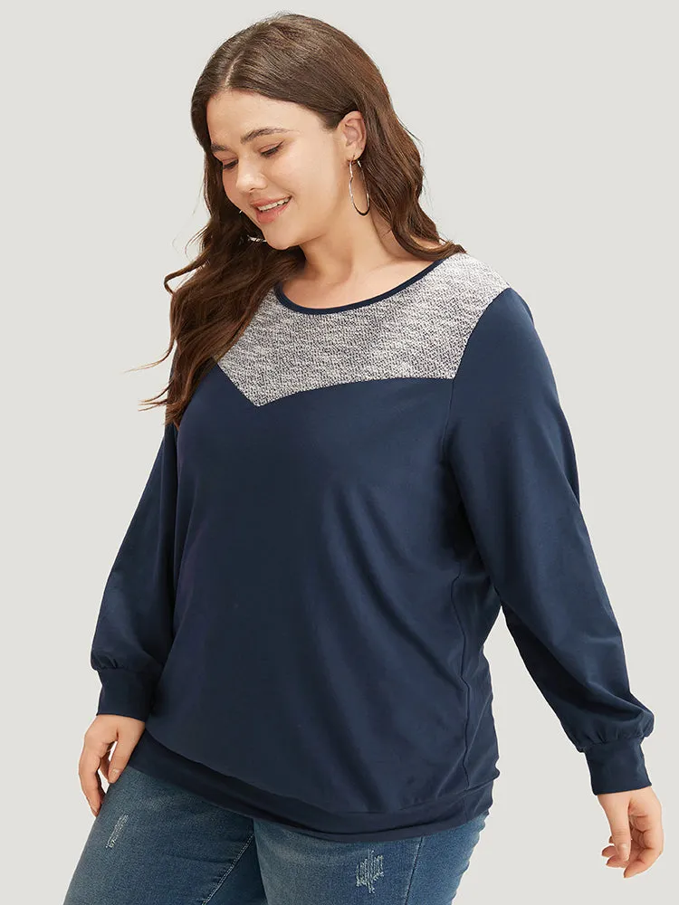 Two Tone Patchwork Crew Neck Sweatshirt sold by Bloomchic product image thumbnail 5