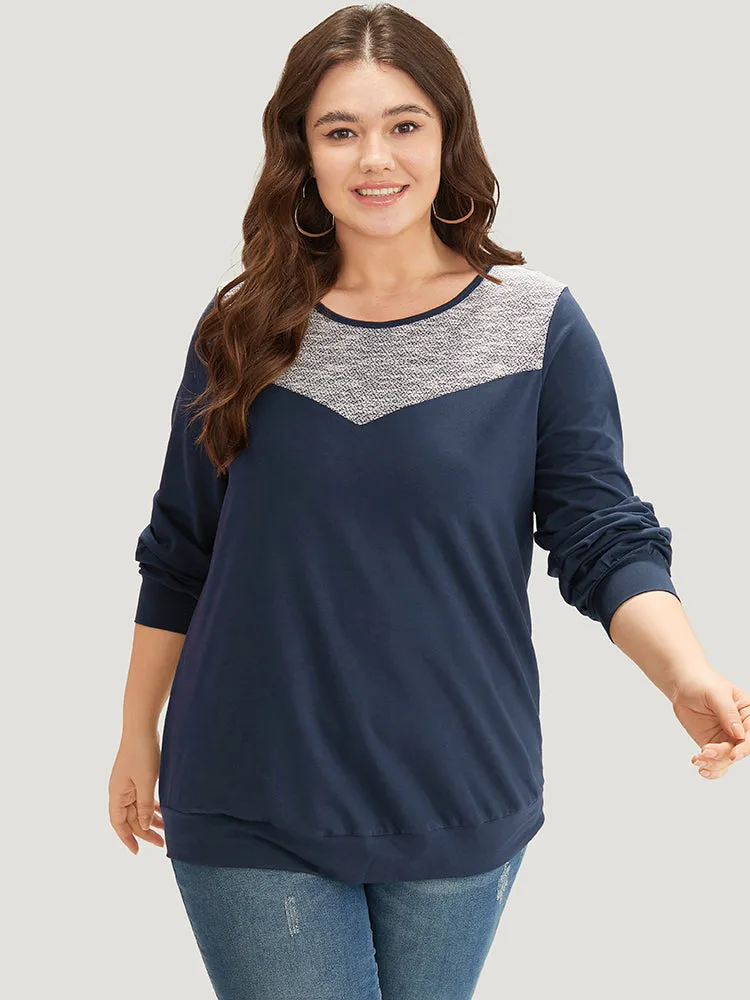 Two Tone Patchwork Crew Neck Sweatshirt sold by Bloomchic product image thumbnail 2