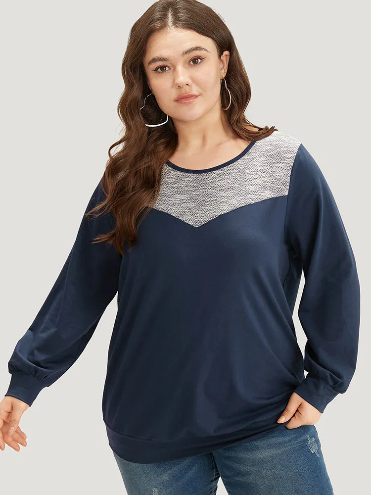 Two Tone Patchwork Crew Neck Sweatshirt sold by Bloomchic product image thumbnail 3