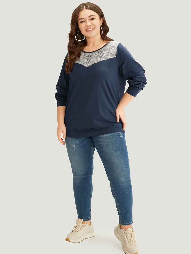 Two Tone Patchwork Crew Neck Sweatshirt sold by Bloomchic product image thumbnail 4