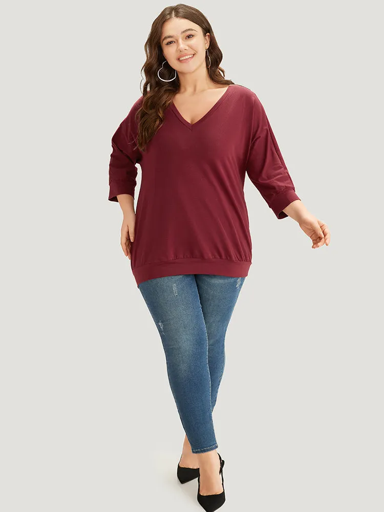 Plain Crochet Lace V Neck Sweatshirt sold by Bloomchic product image thumbnail 3