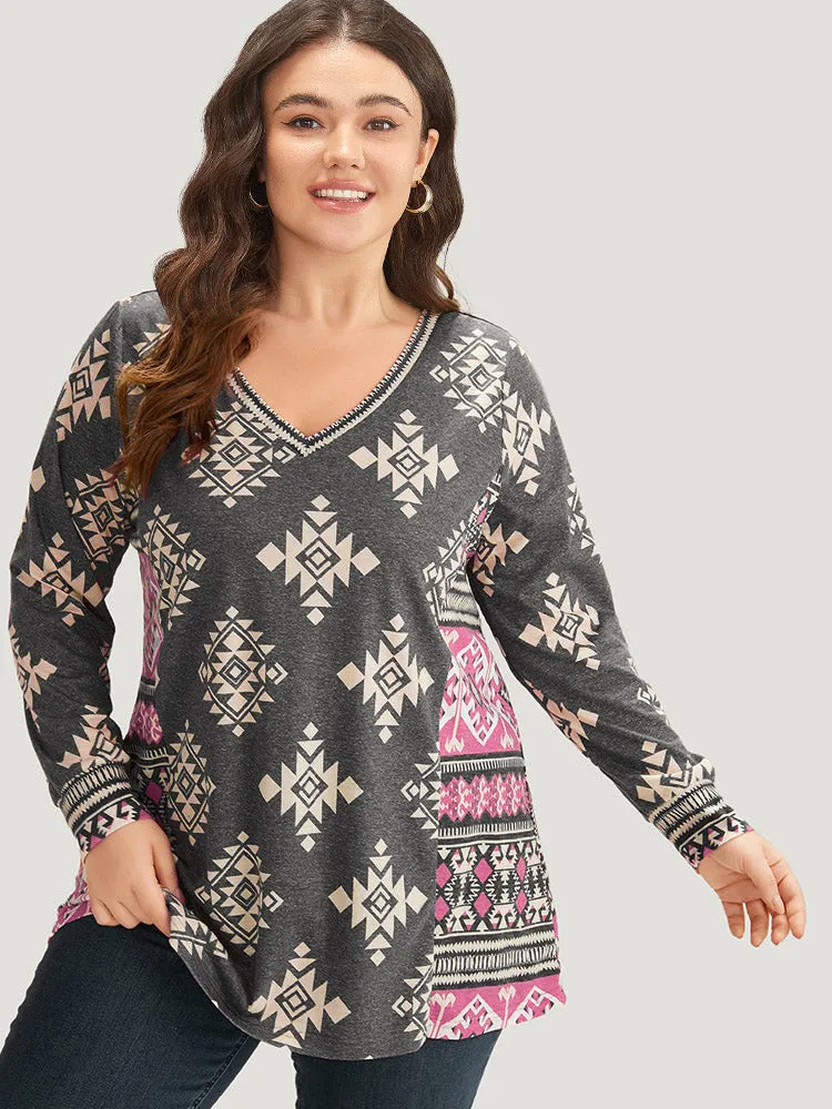 Boho Print V Neck T-shirt sold by Bloomchic product image thumbnail 3