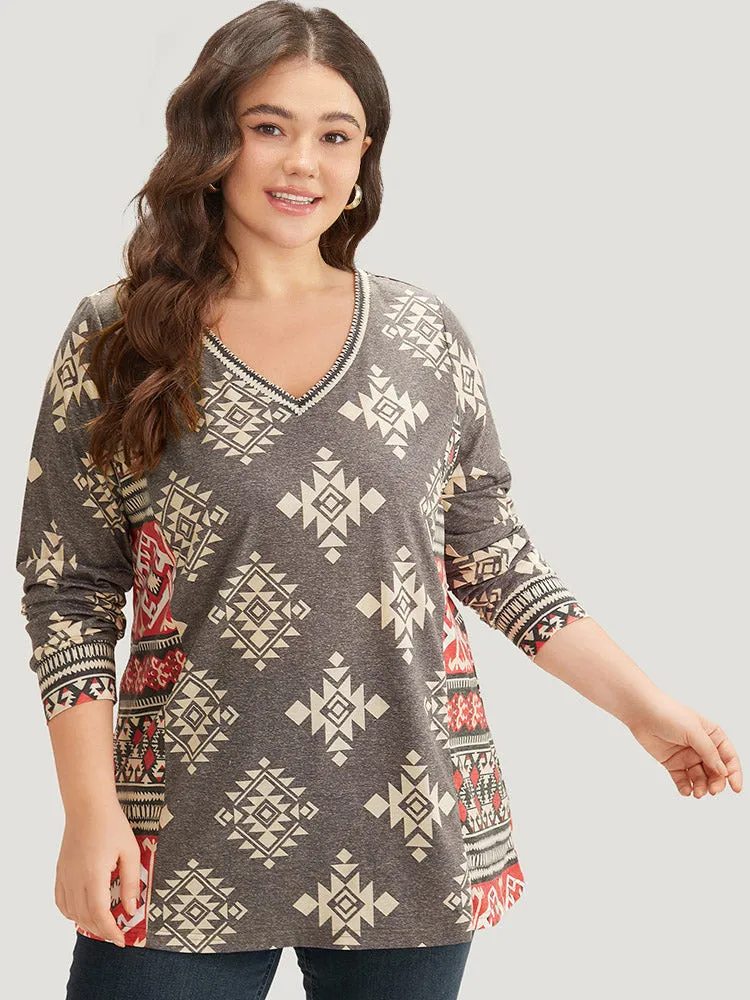 Boho Print V Neck T-shirt sold by Bloomchic product image thumbnail 4