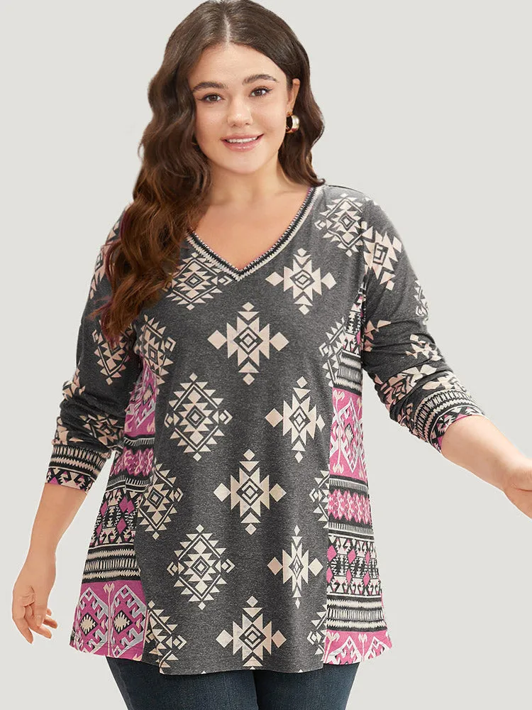 Boho Print V Neck T-shirt sold by Bloomchic