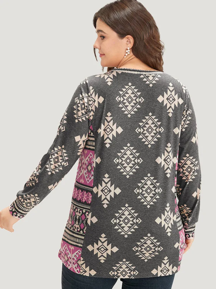 Boho Print V Neck T-shirt sold by Bloomchic product image thumbnail 2