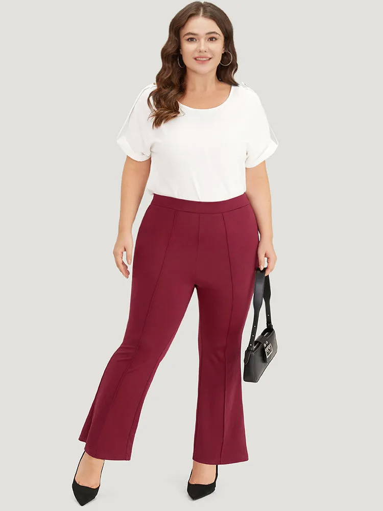 Solid Elastic Waist Bootcut Skinny Pants sold by Bloomchic product image thumbnail 4