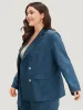 Solid Double Breasted Suit Collar Flap Pocket Blazer sold by Bloomchic