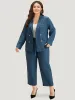 Solid Double Breasted Suit Collar Flap Pocket Blazer sold by Bloomchic