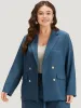 Solid Double Breasted Suit Collar Flap Pocket Blazer sold by Bloomchic