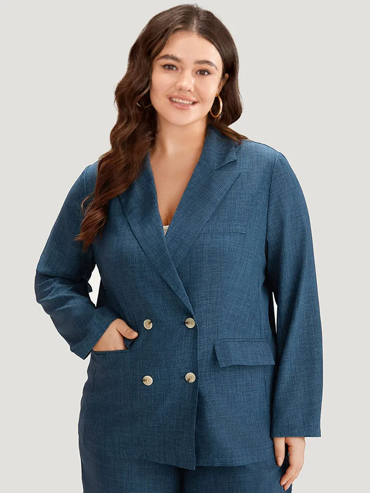 Solid Double Breasted Suit Collar Flap Pocket Blazer sold by Bloomchic product image thumbnail 5