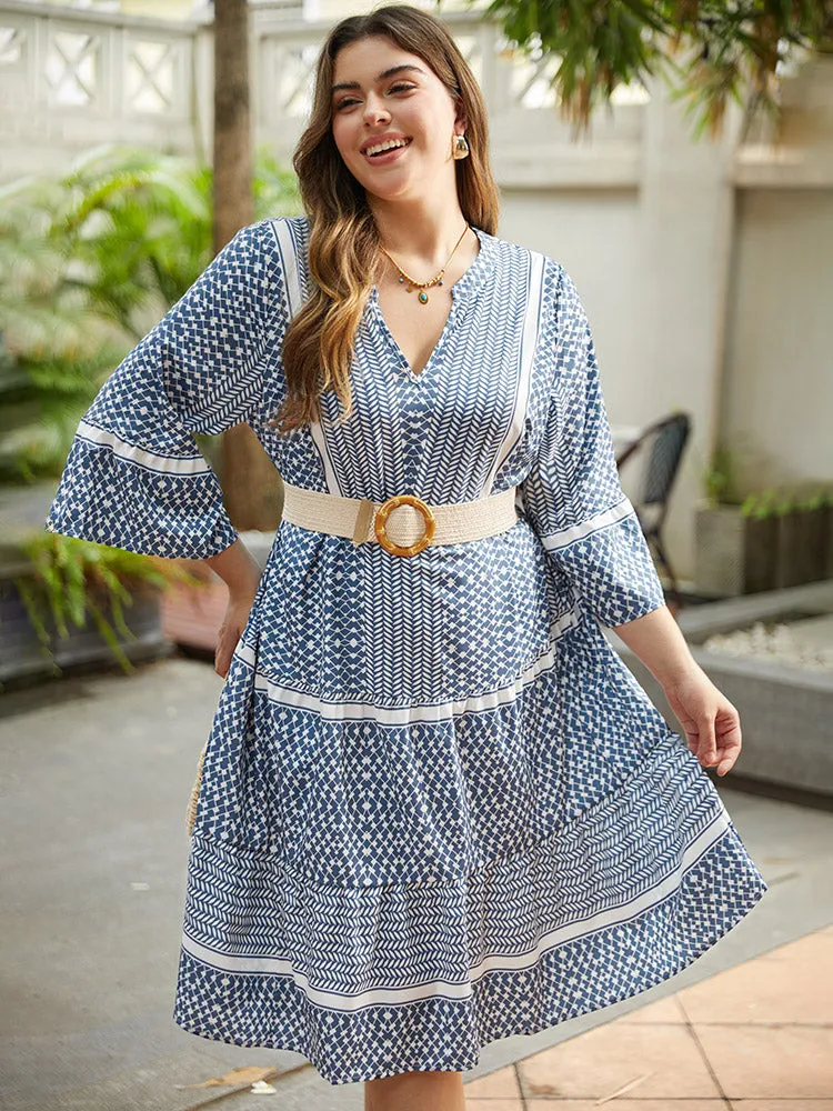 Bandana Print Notched Pocket Patchwork Dress sold by Bloomchic product image thumbnail 2