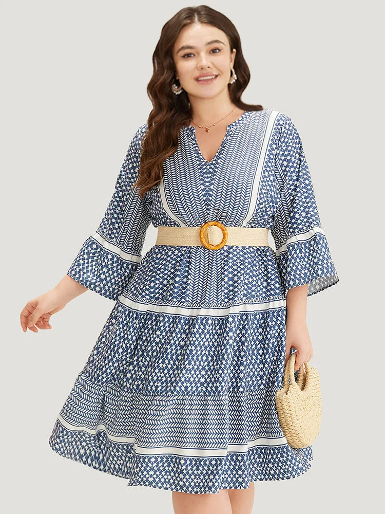 Bandana Print Notched Pocket Patchwork Dress sold by Bloomchic product image thumbnail 3