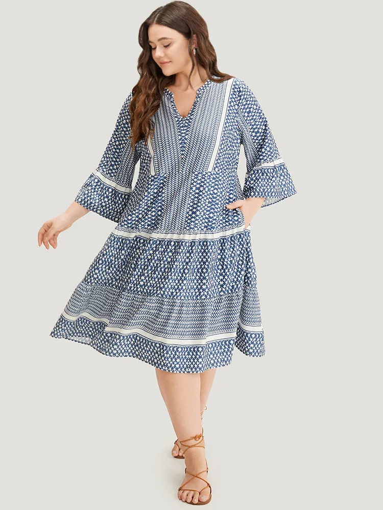 Bandana Print Notched Pocket Patchwork Dress sold by Bloomchic product image thumbnail 4