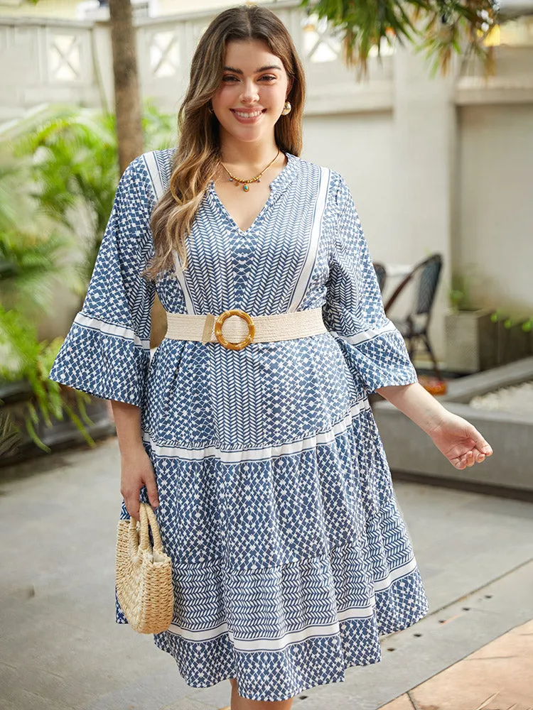 Bandana Print Notched Pocket Patchwork Dress sold by Bloomchic