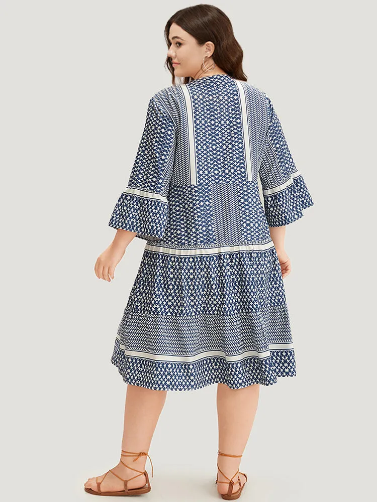 Bandana Print Notched Pocket Patchwork Dress sold by Bloomchic product image thumbnail 5