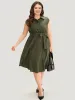 Solid Shirt Collar Belted Button Up Tank Dress sold by Bloomchic