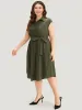 Solid Shirt Collar Belted Button Up Tank Dress sold by Bloomchic