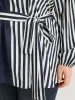 Striped Patchwork Notched Belted Lantern Sleeve Blouse sold by Bloomchic