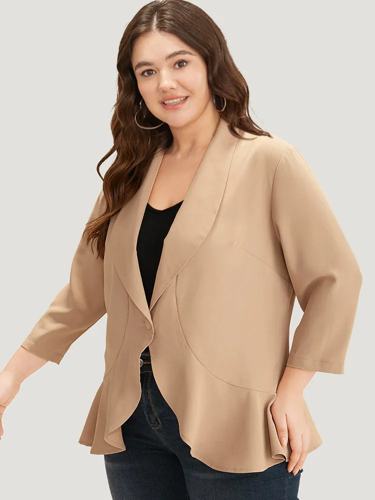 Plain Lapel Collar Button Up Ruffle Trim Blazer sold by Bloomchic product image thumbnail 3