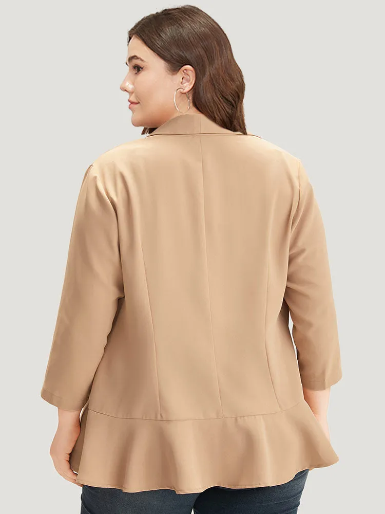 Plain Lapel Collar Button Up Ruffle Trim Blazer sold by Bloomchic product image thumbnail 2