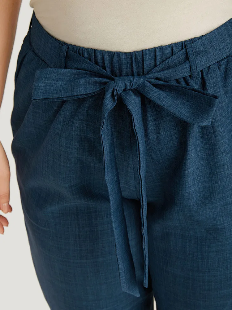 Solid Elastic Waist Pocket Belted Pants sold by Bloomchic product image thumbnail 5