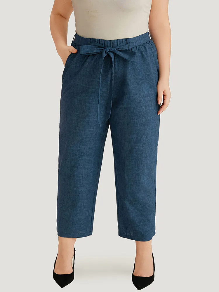 Solid Elastic Waist Pocket Belted Pants sold by Bloomchic product image thumbnail 3