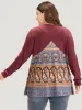 Bandana Patchwork Crew Neck Elastic Cuffs Sweatshirt sold by Bloomchic