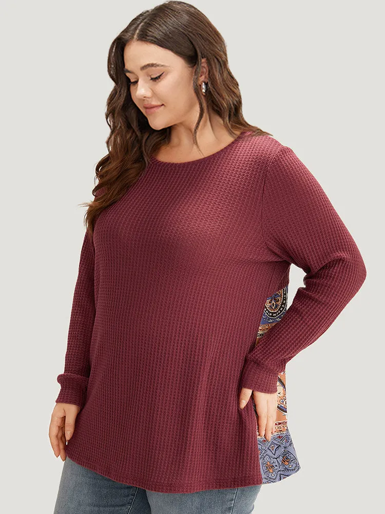 Bandana Patchwork Crew Neck Elastic Cuffs Sweatshirt sold by Bloomchic product image thumbnail 2