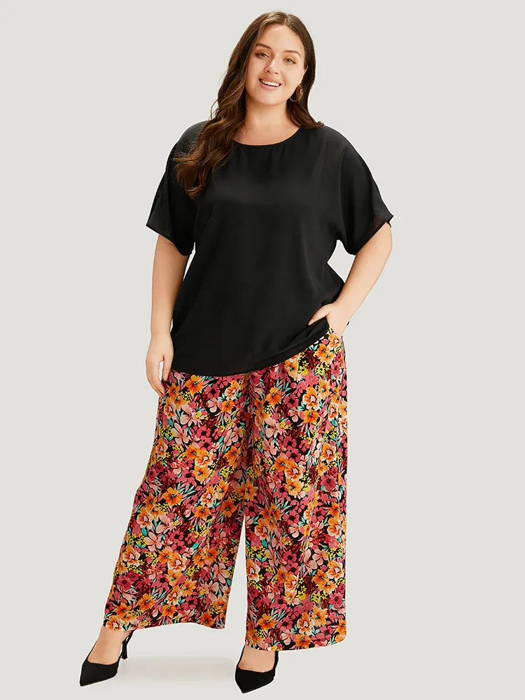 Plain Button Up Cut Out Batwing Sleeve Woven Top sold by Bloomchic product image thumbnail 2